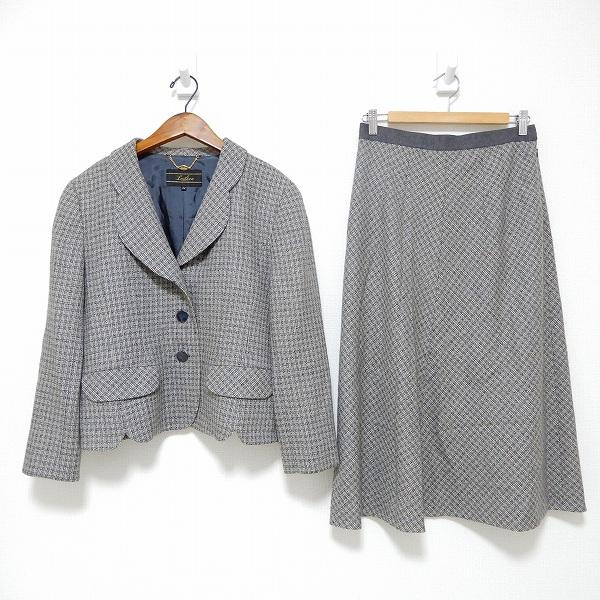#wnc レリアン Leilian スカートスーツ セットアップ ツーピース ツイード ドーメル生地 11 グレー系 レディース [949124] | 