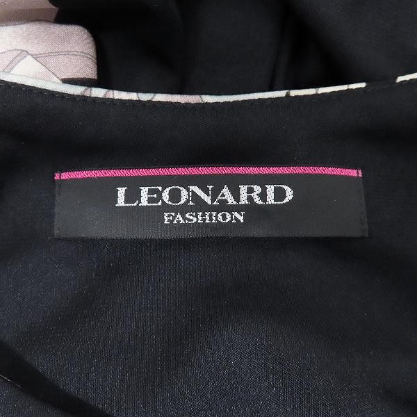 snc レオナール LEONARD ワンピース 40 黒 ノースリーブ 花柄 日本製