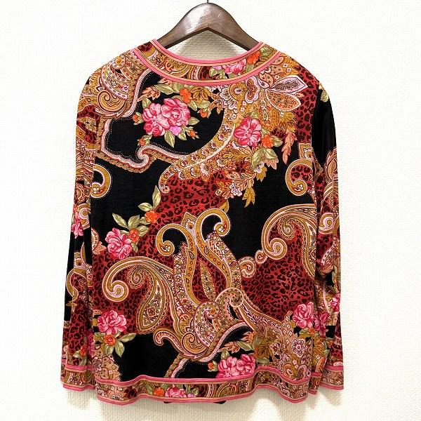 大きいサイズLL レオナール シルクウール カーディガン レオパード ペイズリー 大きいサイズLL レオナール シルクウール カーディガン レオパード