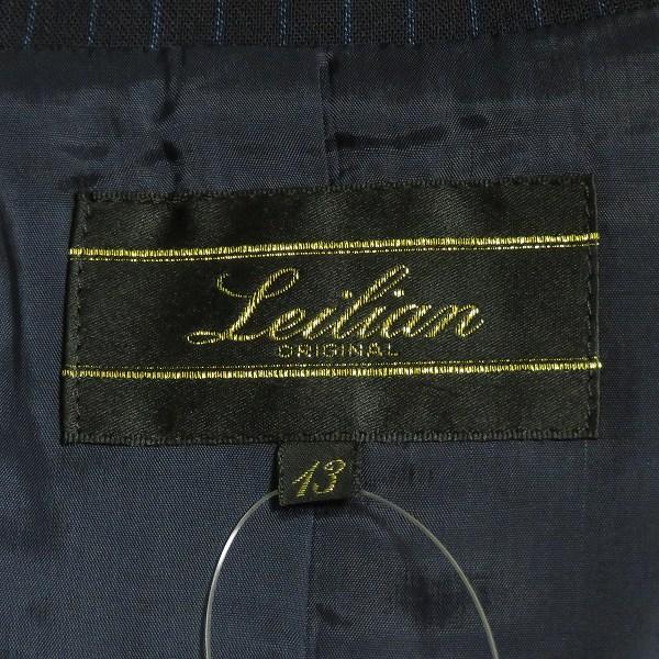 anc レリアン Leilian ジャケット 13 紺 青 ストライプ ロング 薄手 