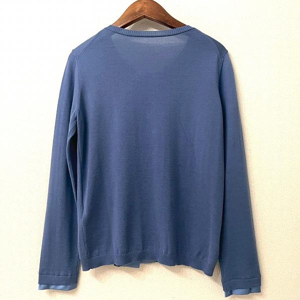 #anc レリアン Leilian カーディガン 9 青系 異素材 シルク混 美品 レディース [950461] |  | 01