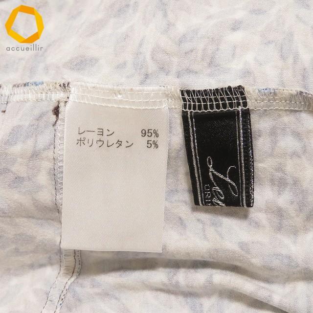snc レリアン Leilian チュニック 9 カットソー 白 茶 青 半袖 リーフ