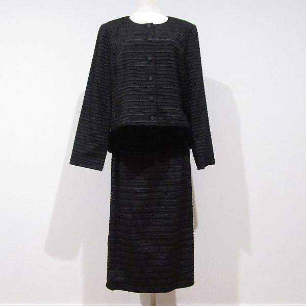 #anc レリアン Leilian スカートスーツ 13+ 黒 ボーダー 大きいサイズ タグ付き 美品 レディース [950956] | 