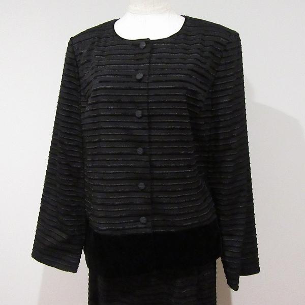 #anc レリアン Leilian スカートスーツ 13+ 黒 ボーダー 大きいサイズ タグ付き 美品 レディース [950956] |  | 02