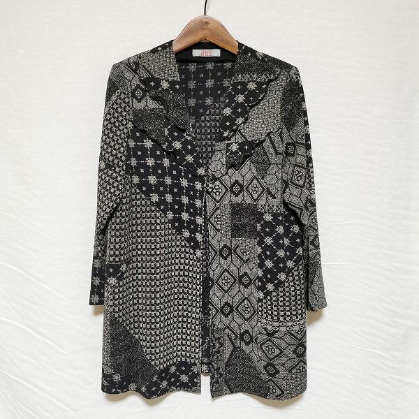 #anc シセンドウ 詩仙堂 ジャケット ちりめん 総柄  黒 ベージュ系 レディース [951682] | 