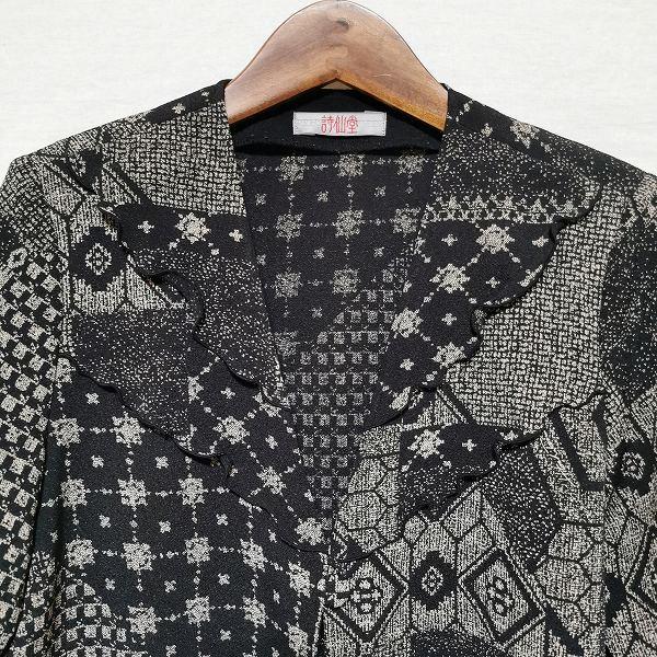 #anc シセンドウ 詩仙堂 ジャケット ちりめん 総柄  黒 ベージュ系 レディース [951682] |  | 02