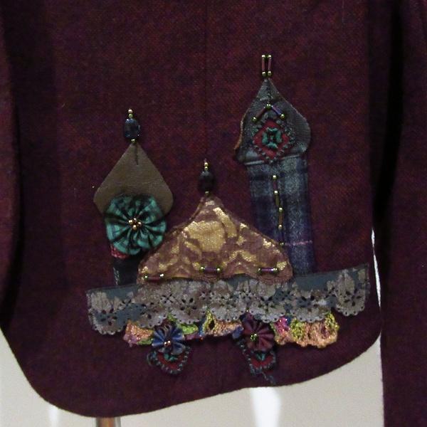ノンノンドール 刺繍ビーズ ショートジャケット 2way襟レース 38 ブラック wnc ノンノンドール nonnondorl ジャケット 38 ボルドー ステッチ