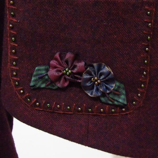 ノンノンドール 刺繍ビーズ ショートジャケット 2way襟レース 38 ブラック wnc ノンノンドール nonnondorl ジャケット 38 ボルドー ステッチ