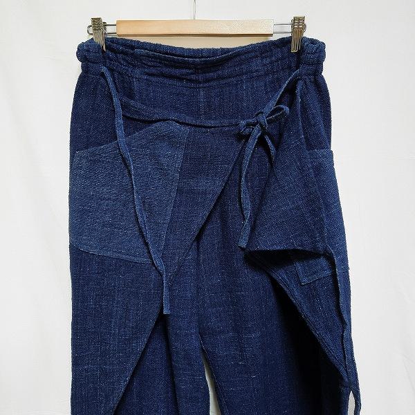 うさとの服　USaatoパンツ　藍色 anc うさと ウサト USAATO パンツ 青系 変形 ワイド リボン 重ね着風