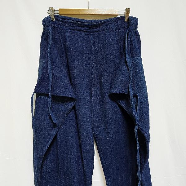 anc うさと ウサト USAATO パンツ 青系 変形 ワイド リボン 重ね着風