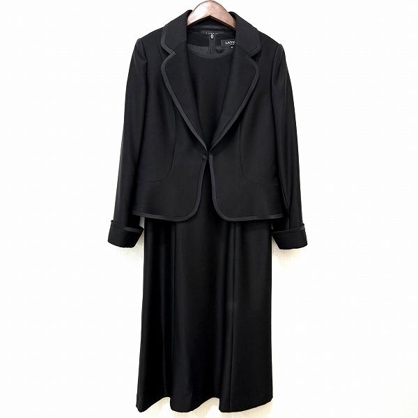 LANVIN ブラックスカートスーツ 42シルク anc ランバン ノワール LANVIN NOIR ワンピーススーツ 42 黒