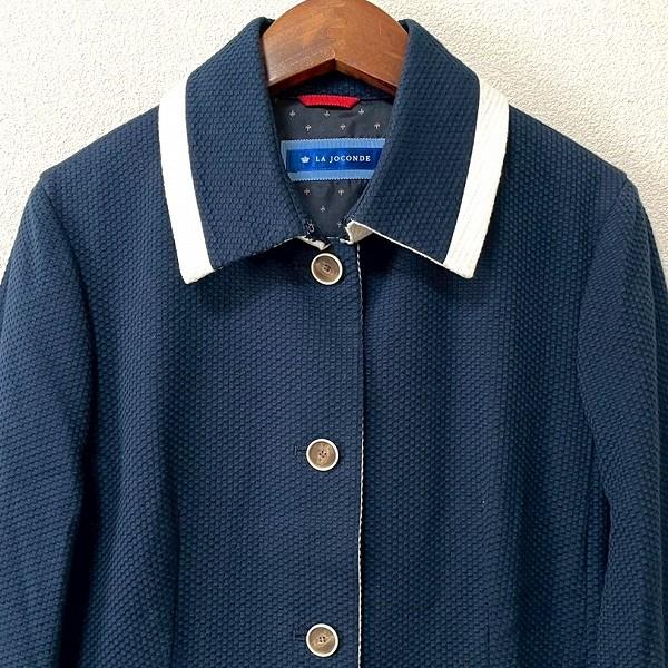 anc ラジョコンダ LA JOCONDE コート 38 紺 白 ワッフル レディース 