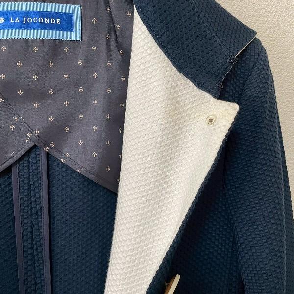 anc ラジョコンダ LA JOCONDE コート 38 紺 白 ワッフル レディース 