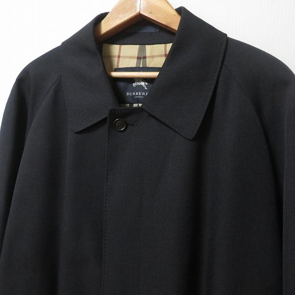 anc バーバリー BURBERRY コート ステンカラー 濃紺 シルク混 カシミア
