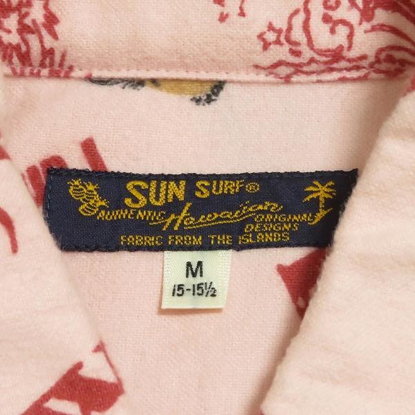 #anc サンサーフ SUN SURF 東洋エンタープライズ 長袖シャツ ネルシャツ M ピンク ボタンダウン ハワイアン メンズ [955963]