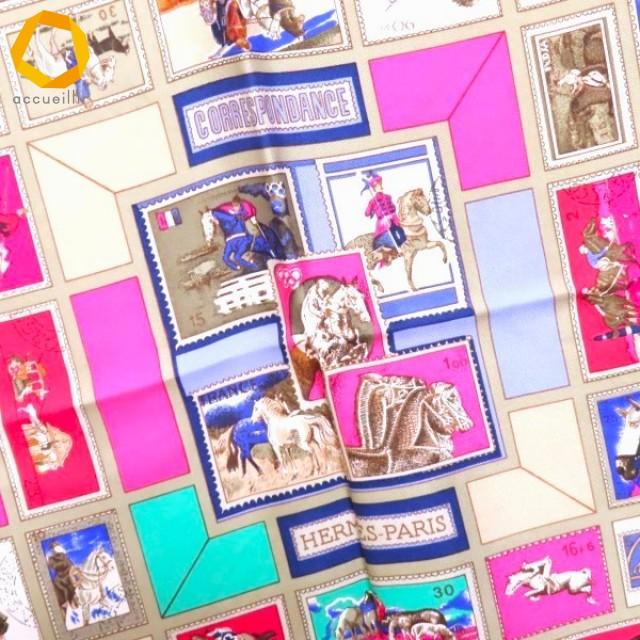 anzs エルメス HERMES カレ90 CORRESPONDANCE スカーフ ピンク系