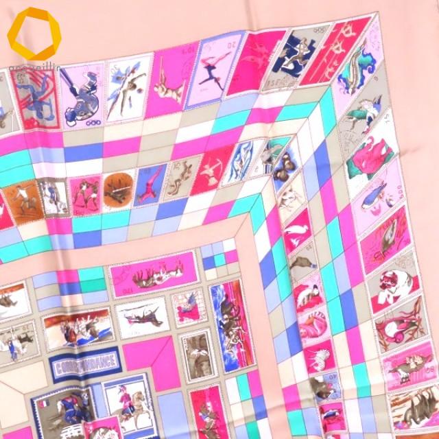 anzs エルメス HERMES カレ90 CORRESPONDANCE スカーフ ピンク系