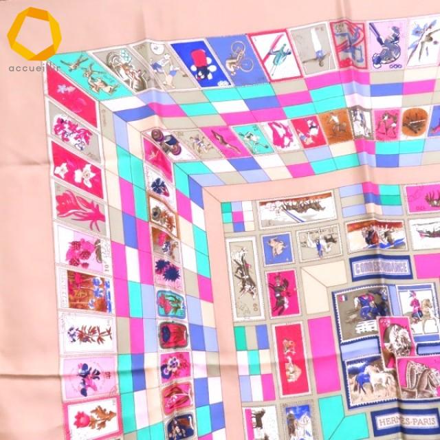 anzs エルメス HERMES カレ90 CORRESPONDANCE スカーフ ピンク系