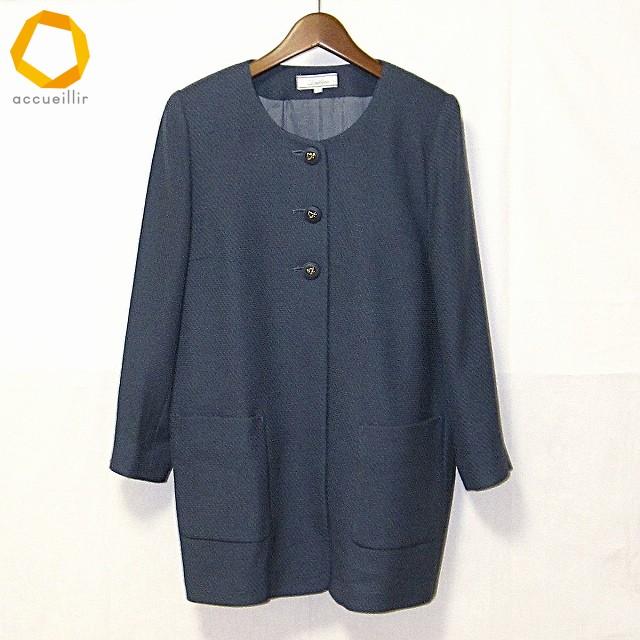 anc レリアン Leilian コート 9 グレー系 ノーカラー ウール 