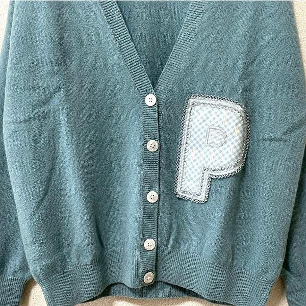 wnc ピンクハウス PINKHOUSE カーディガン 緑系 ニット ラム ロゴ 美品