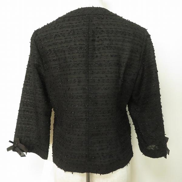 anc インゲボルグ INGEBORG ジャケット 9 黒 ノーカラー リボン ラメ