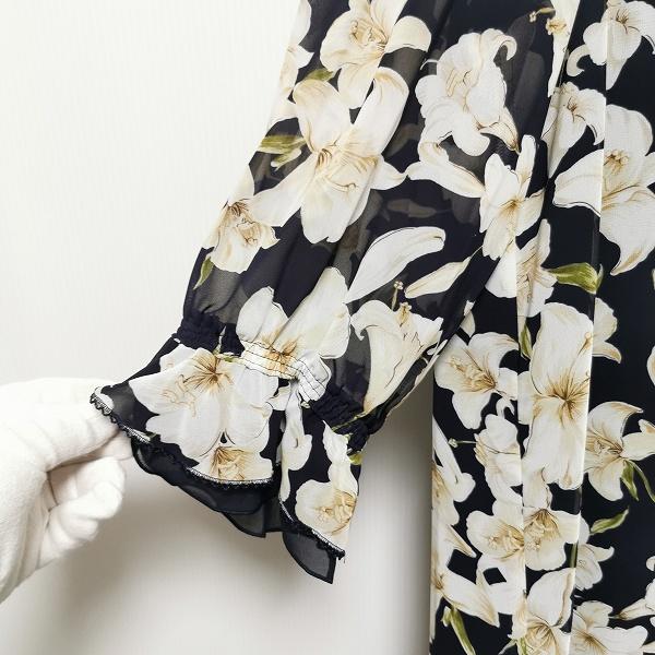 anc インゲボルグ INGEBORG ワンピース フレア 花柄 レース 9 紺 白