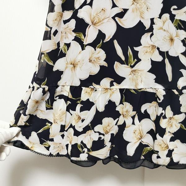 anc インゲボルグ INGEBORG ワンピース フレア 花柄 レース 9 紺 白