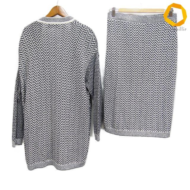 a フェンディ FENDI セットアップ 40 黒 白 ジャケット スカート