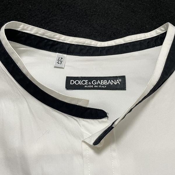 anc ドルチェ&ガッバーナ DOLCE&GABBANA 長袖シャツ 43 白 黒