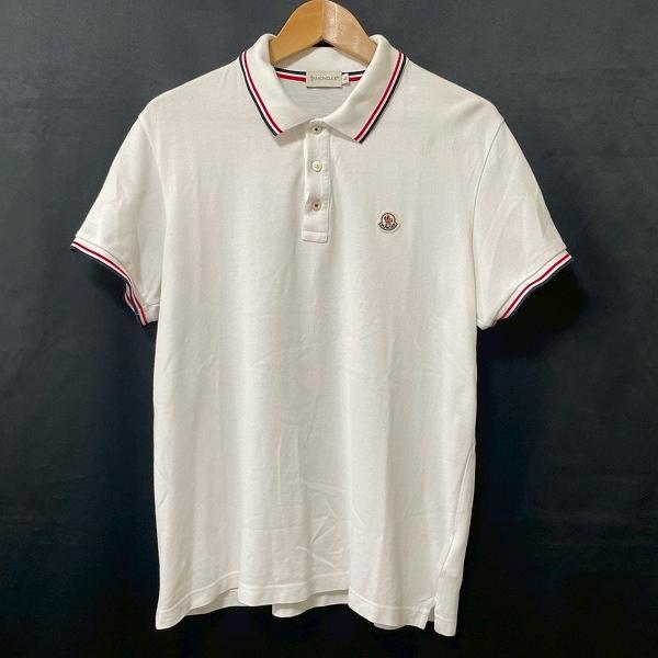 snc モンクレール Moncler ポロシャツ L 白 半袖 ボーダー ワッペン