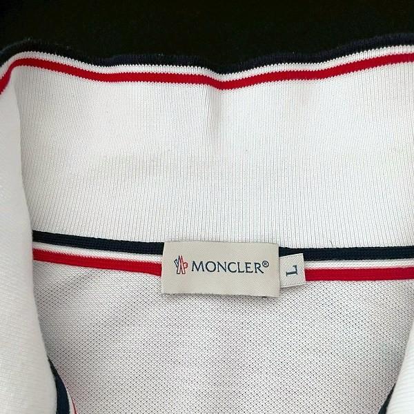 snc モンクレール Moncler ポロシャツ L 白 半袖 ボーダー ワッペン