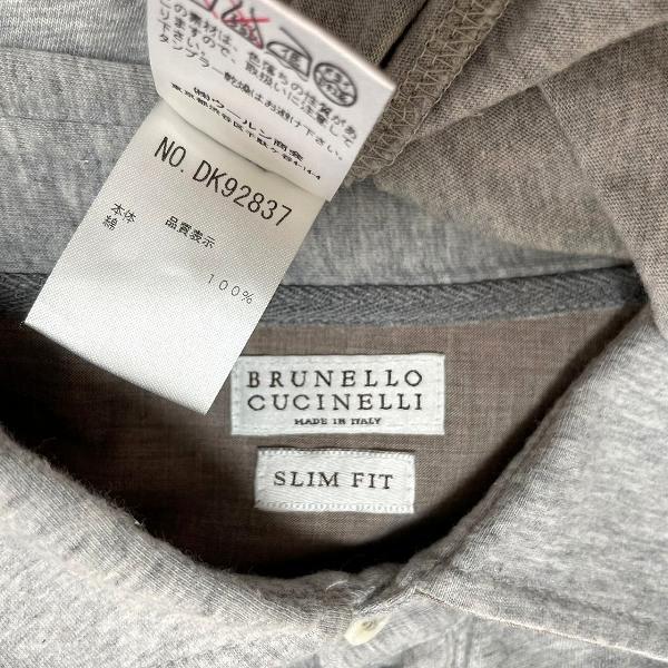 【名品図鑑】ブルネロクチネリ 刺繍ロゴ 半袖　ポロシャツ イタリア製 グリーン snc ブルネロクチネリ BRUNELLOCUCINELLI ポロシャツ L グレー 半袖