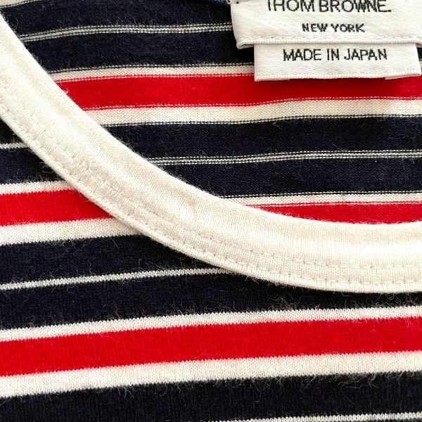 snc トムブラウン THOMBROWNE Tシャツ 4 白 赤 紺 半袖 ボーダー