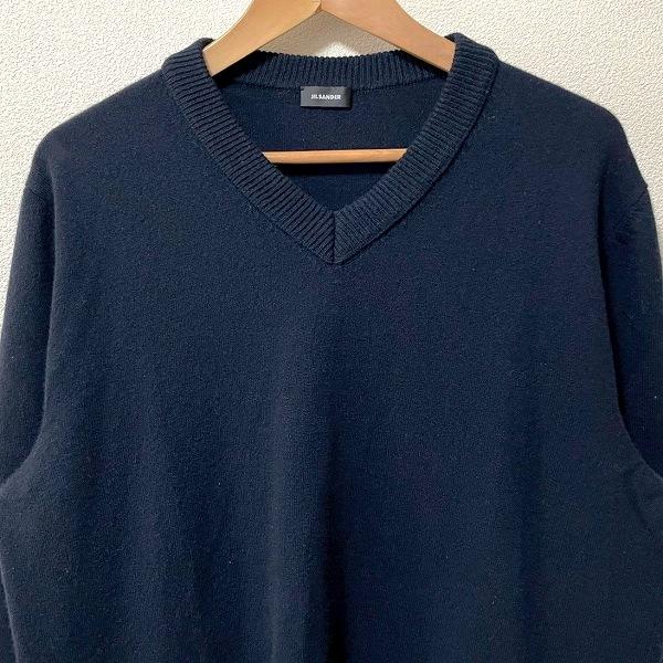wnc ジルサンダー JILSANDER ニット・セーター 54 紺 カシミヤ混 V