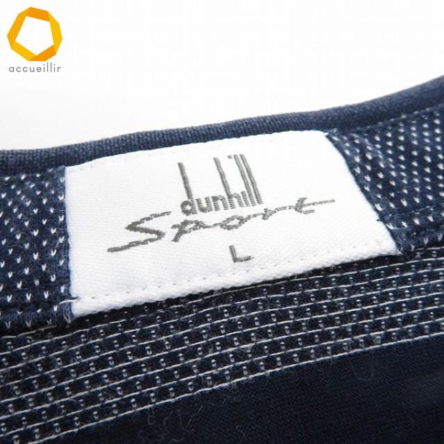 sx ダンヒル スポーツ Dunhill Sport ポロシャツ L 紺 グレー ボーダー