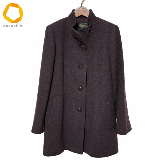 wnc レリアン Leilian コート 9 紫 カシミヤ スタンドカラー 美品