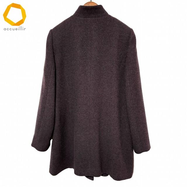 wnc レリアン Leilian コート 9 紫 カシミヤ スタンドカラー 美品