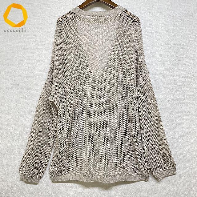 #anc アズノゥアズオオラカ AS KNOW AS olaca カーディガン ベージュ 大きいサイズ かぎ編み ニット 麻混 レディース [960550] |  | 01