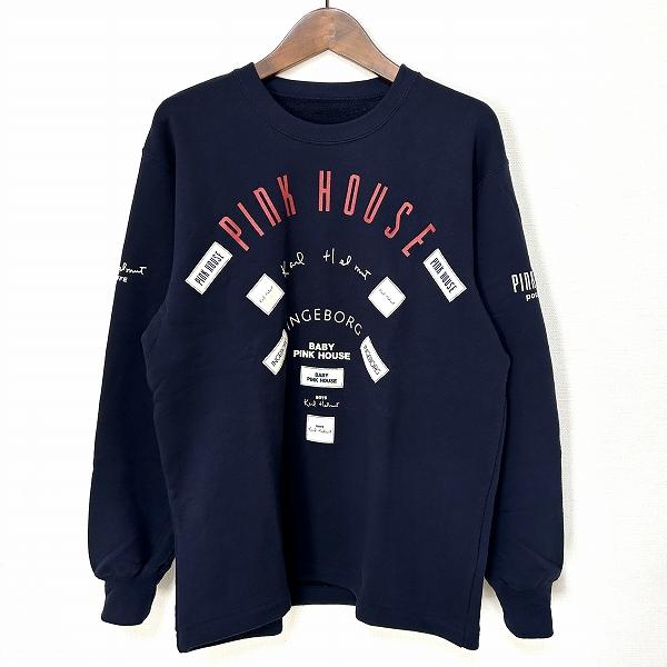anc ピンクハウス PINKHOUSE トレーナー M 紺 ロゴ ワッペン