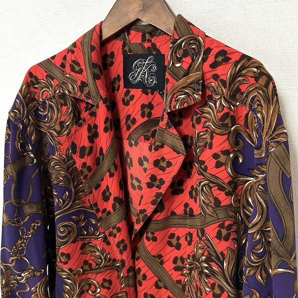 未使用　伊太利屋　ジャケット　ヒョウ柄　花柄　ビジューキ 未使用伊太利屋ジャケットヒョウ柄花柄ビジューキ