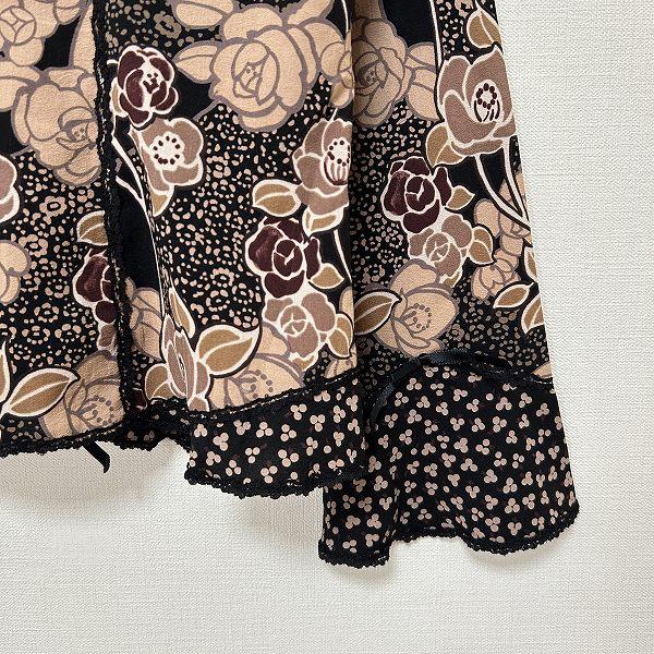 anc インゲボルグ INGEBORG シャツ ブラウス M 黒 茶色 ベージュ 花柄