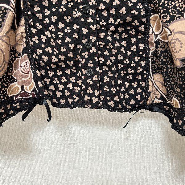 anc インゲボルグ INGEBORG シャツ ブラウス M 黒 茶色 ベージュ 花柄 