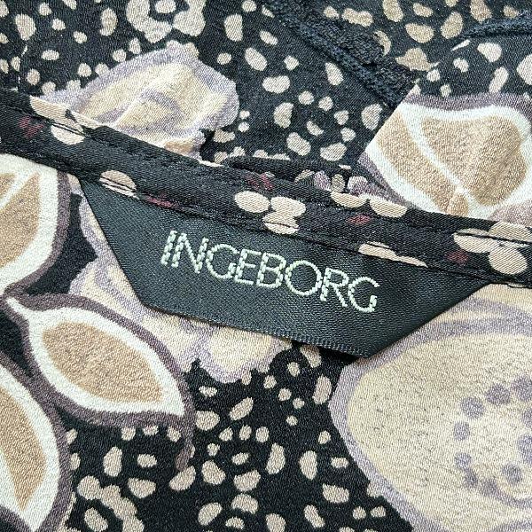 anc インゲボルグ INGEBORG シャツ ブラウス M 黒 茶色 ベージュ 花柄