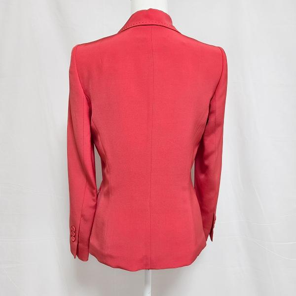 美品 ESCADA シルク ストライプ スタンドカラー シャツ ブラウス 