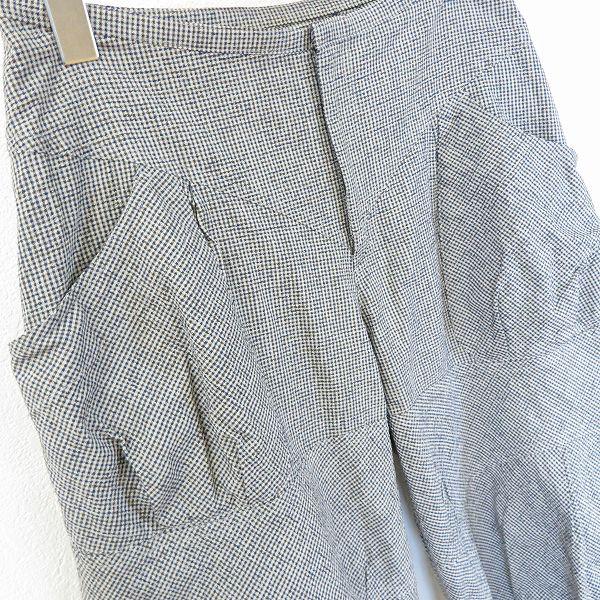#a イオコムイオセンソユニコ io comme パンツ 38 紺 カーキ グレー チェック柄 半端丈 レディース [963121] k01 ...