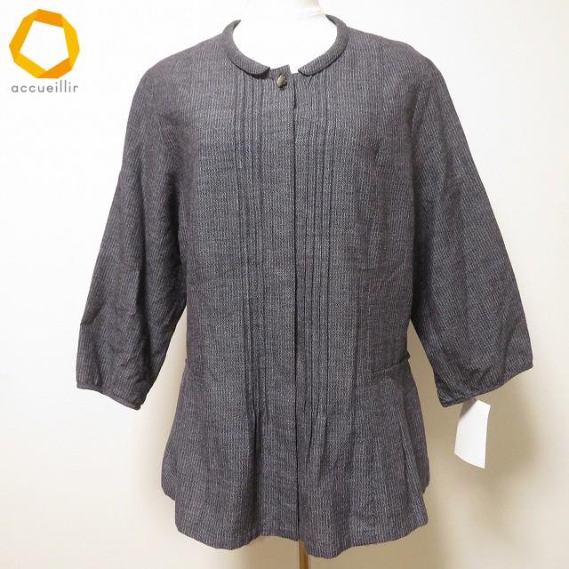 儀右衛門 絣 ホワイト系 ボタン付きチュニック 五分袖 儀右衛門 絣