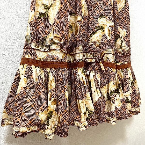 専用【美品】ピンクハウス ベア ティアード スカート フリル ピンタック 茶 snc ピンクハウス PINKHOUSE ワンピース 茶系 ロング チェック くま