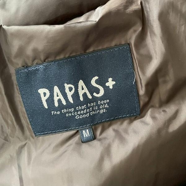 [美品]Papas　ウールジャケット　王冠刺繍　ロゴ　ネイビー wnc パパス プラス Papas+ ダウンジャケット M 黒系 ワッペン ロゴ