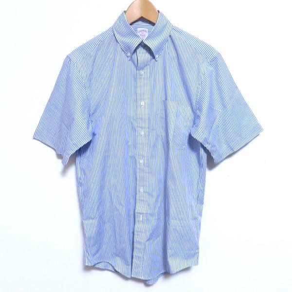 snc ブルックスブラザーズ BrooksBrothers 半袖シャツ 14 1/2 白 青