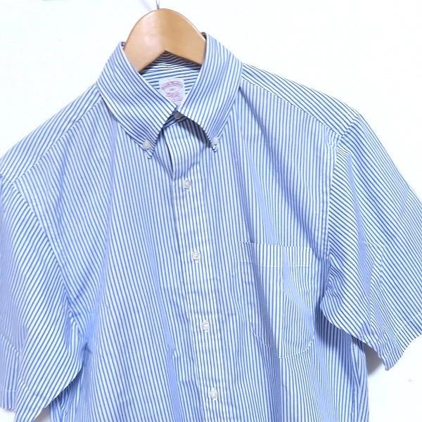 snc ブルックスブラザーズ BrooksBrothers 半袖シャツ 14 1/2 白 青